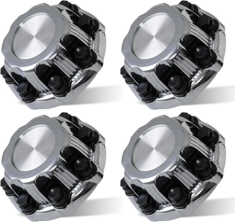 snobli (Set of 4) Chrome Wheel Center Caps 8 Lugs Compatible with Select 16 Inch Van & Truck - Replacement 15039489, 15039488, 9597169, 9597170 - Image 1